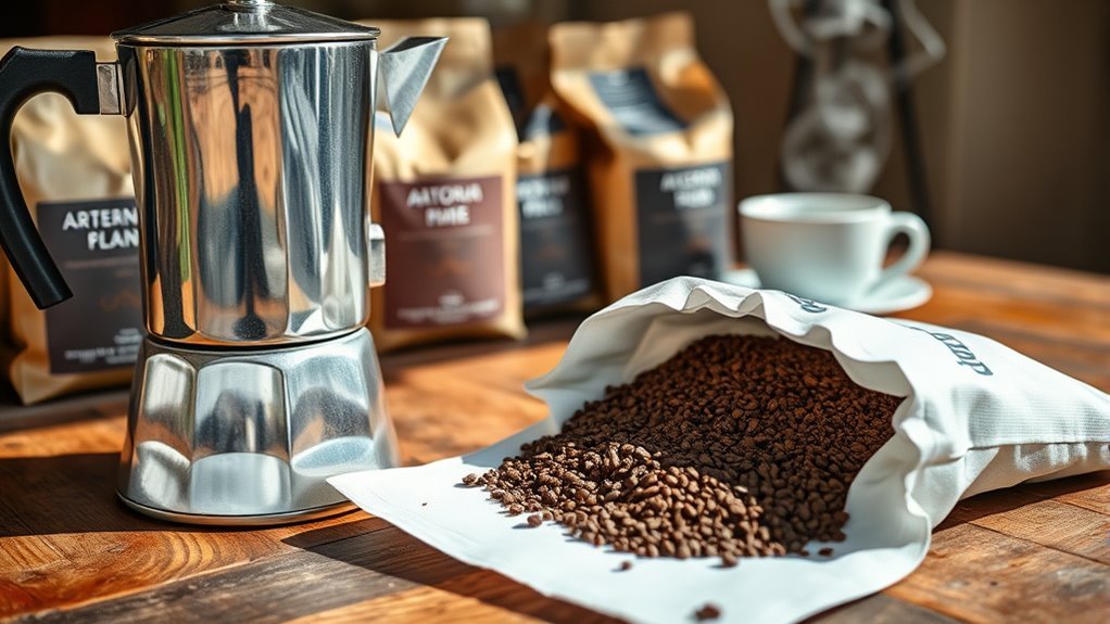 fresh coarse coffee grounds
