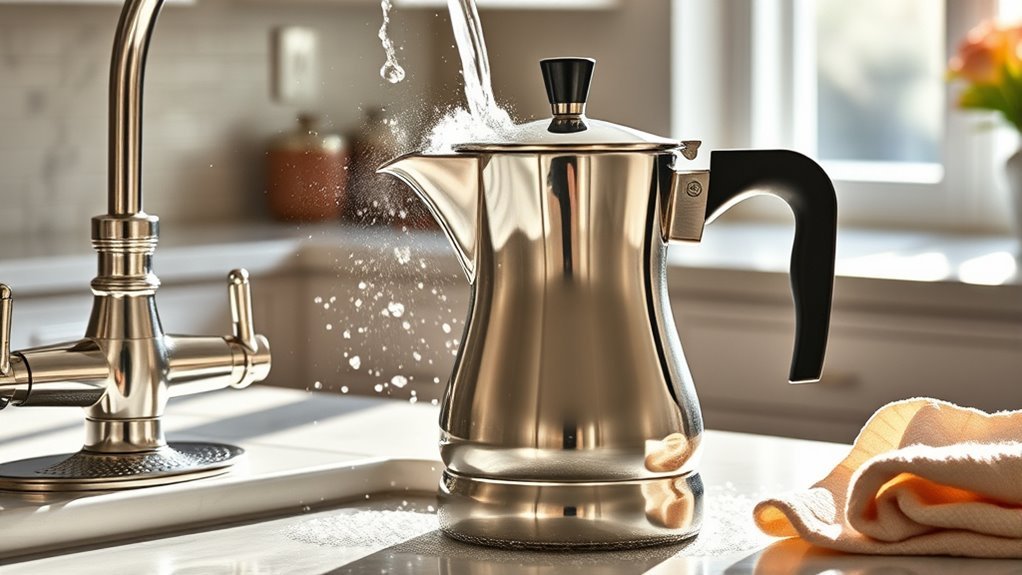 rinse components with warm water