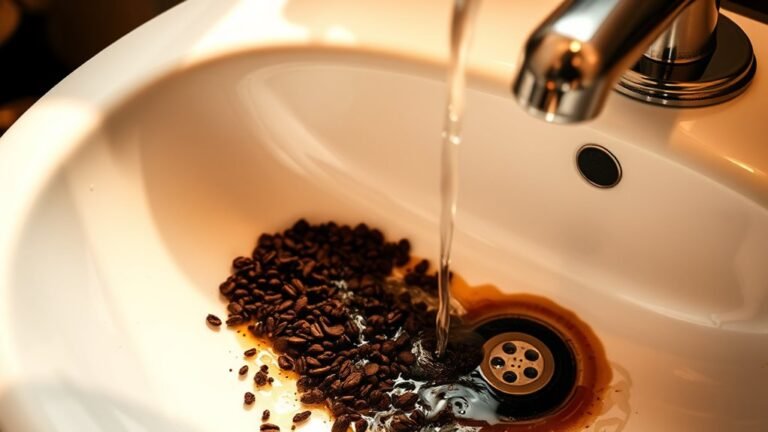 avoid flushing coffee grounds