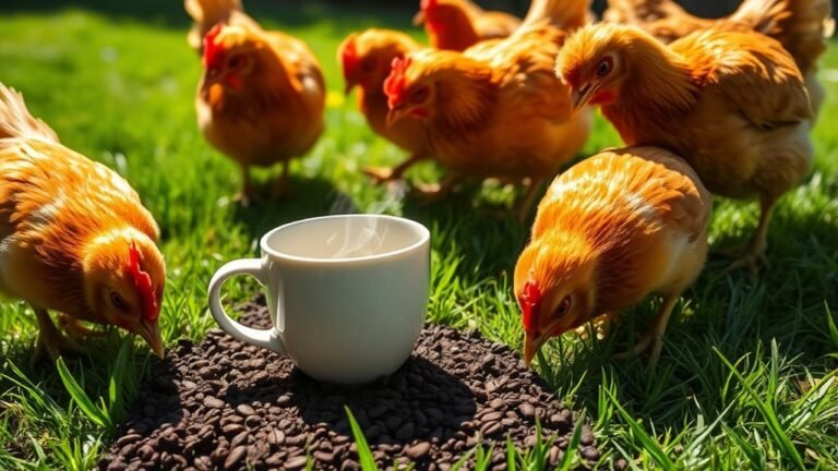 chickens and coffee grounds