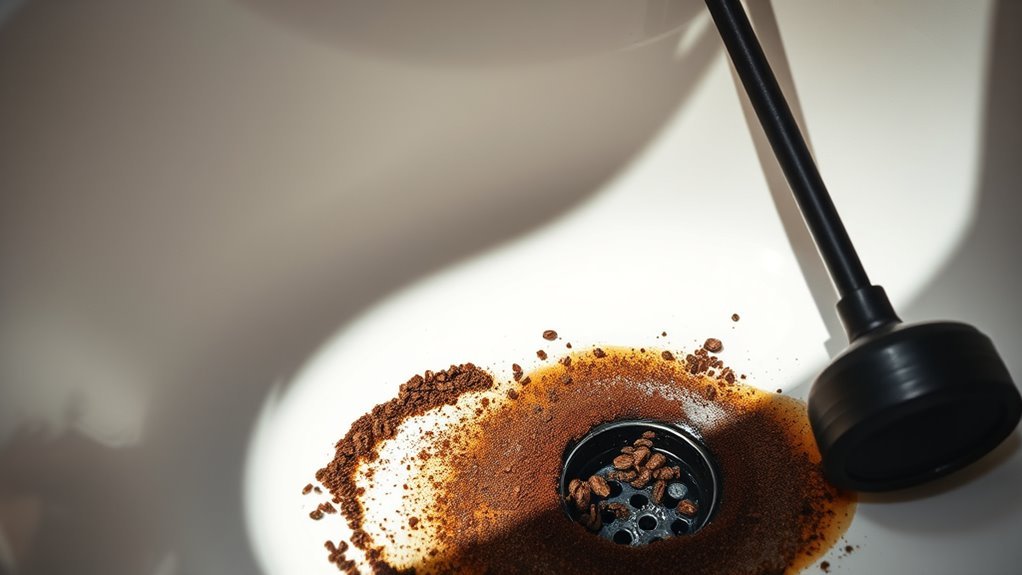 coffee grounds clog pipes