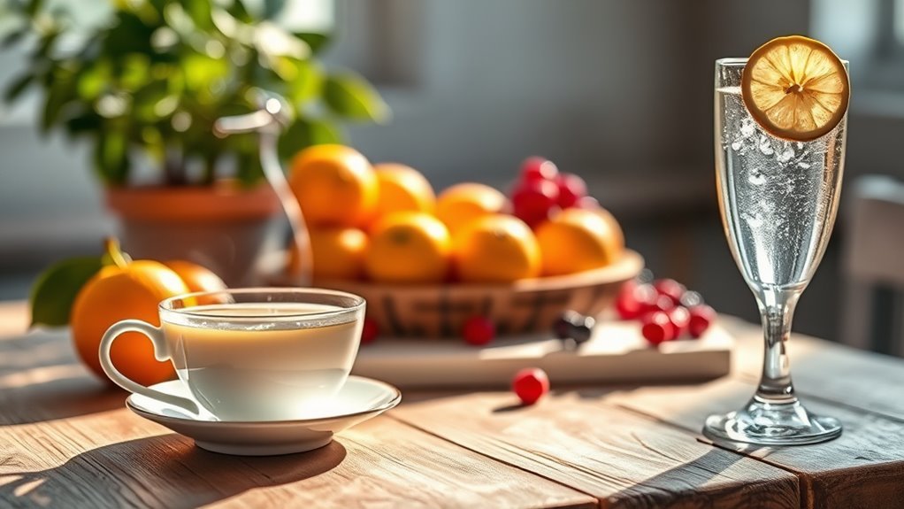 herbal teas and fruit juices