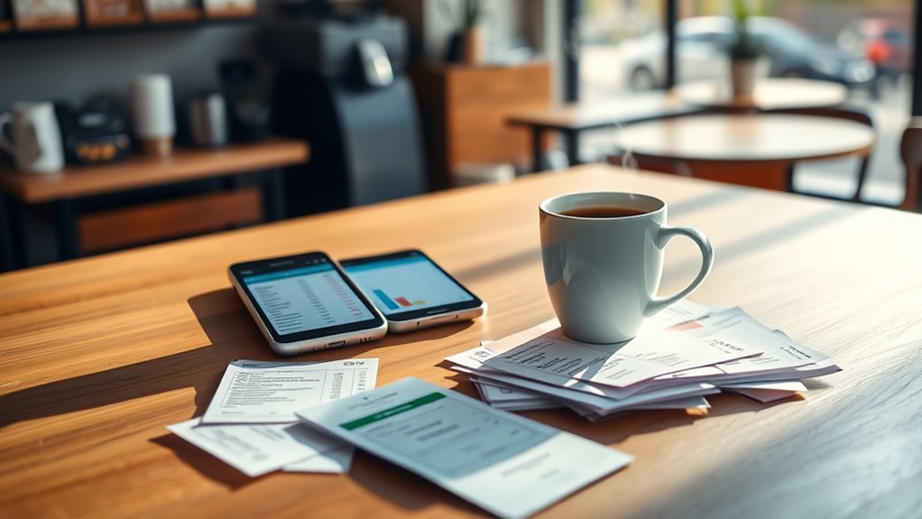organize coffee purchase receipts
